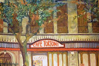 09 Cafe Tortoni Painting By Germinal Lubrano On Avenida de Mayo Avenue Buenos Aires